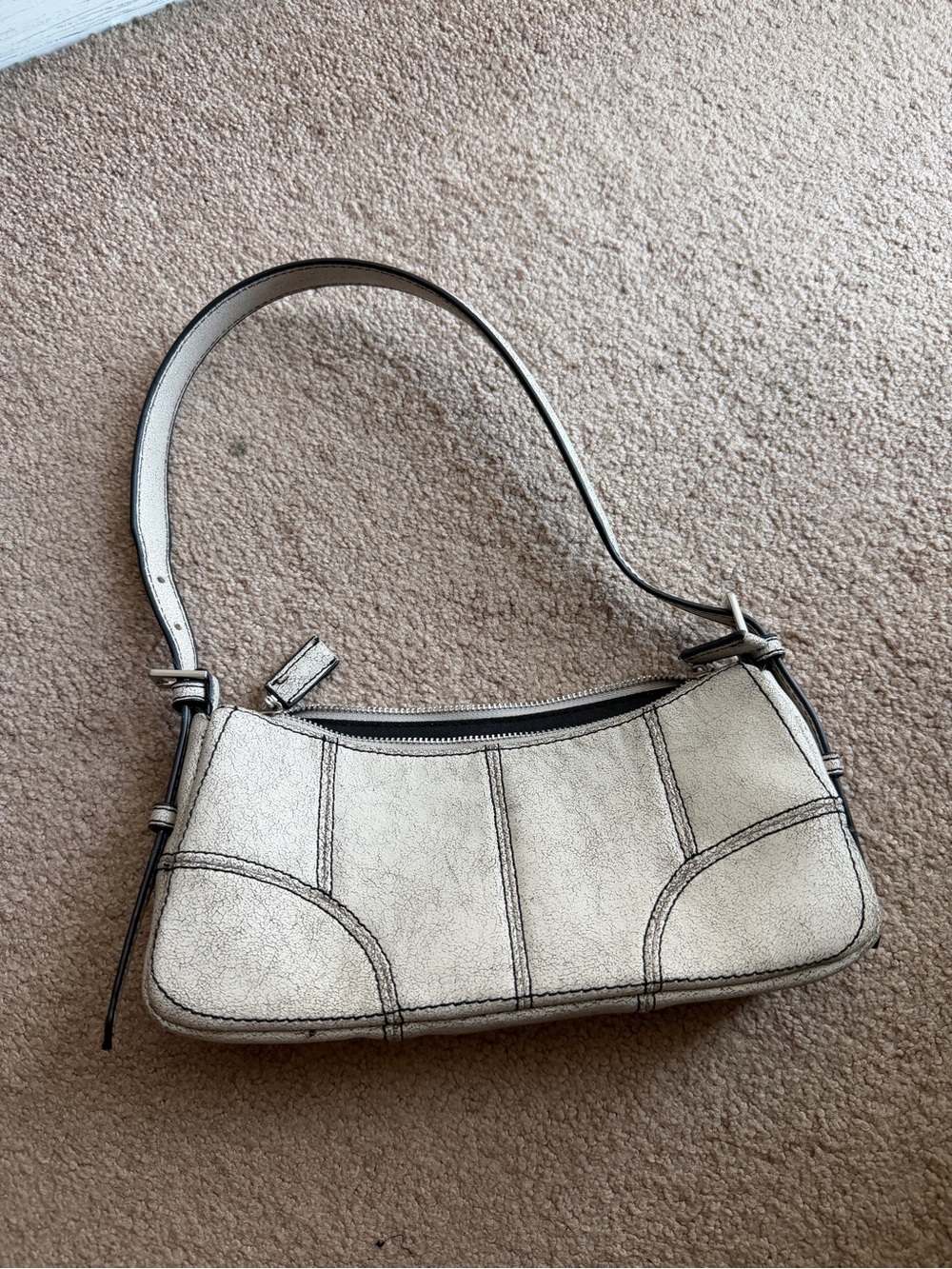 Zara Classic Small Shoulder Bag in Light Metallic Cream
